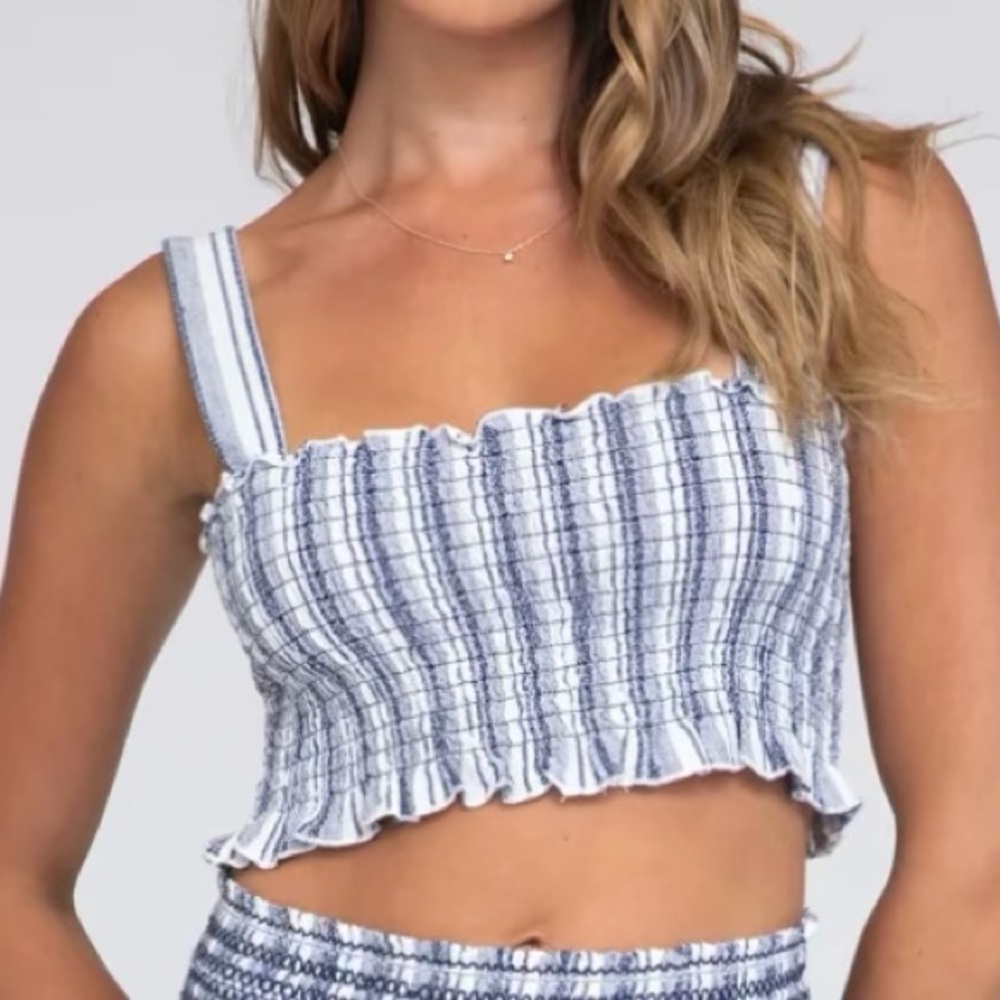 NWT - Blue and White Striped Crop Top.